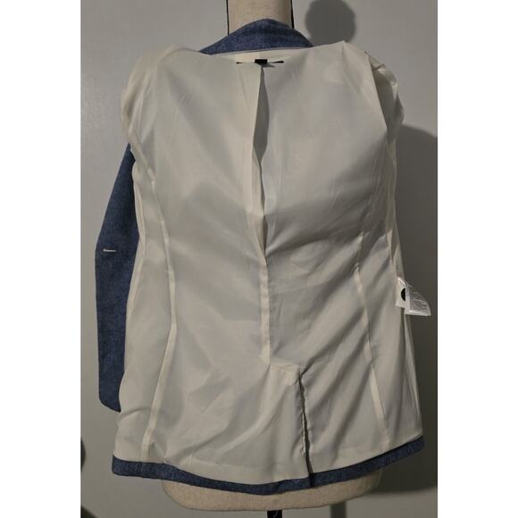 Women’s BANANA REPUBLIC Blue Heather Wool Blazer Italian Fabric Jacket SZ 00 P - Picture 8 of 11